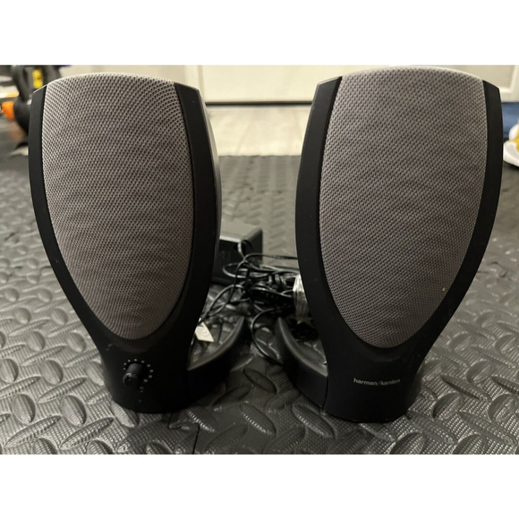 Rare HARMON KARDON REV A00 Computer Speakers w/ POWER SUPPLY Set ac headphone - Picture 2 of 7